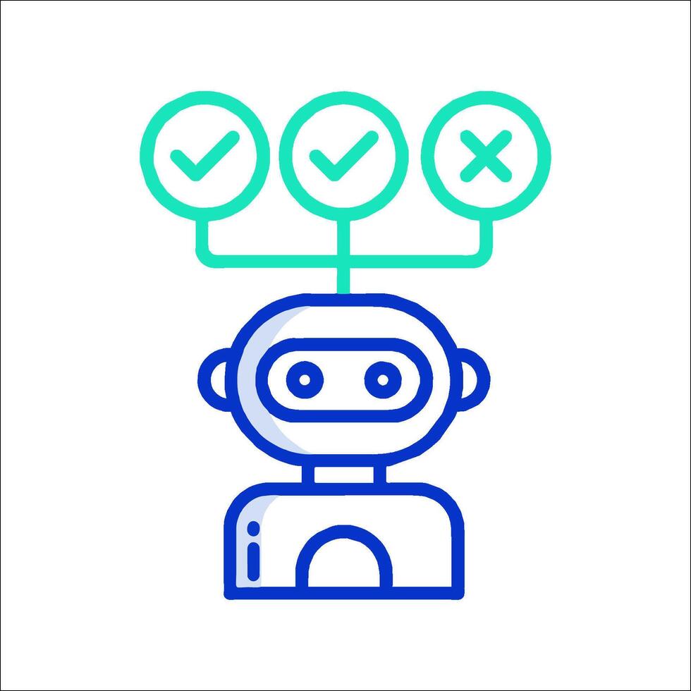 A robot with check marks on it vector