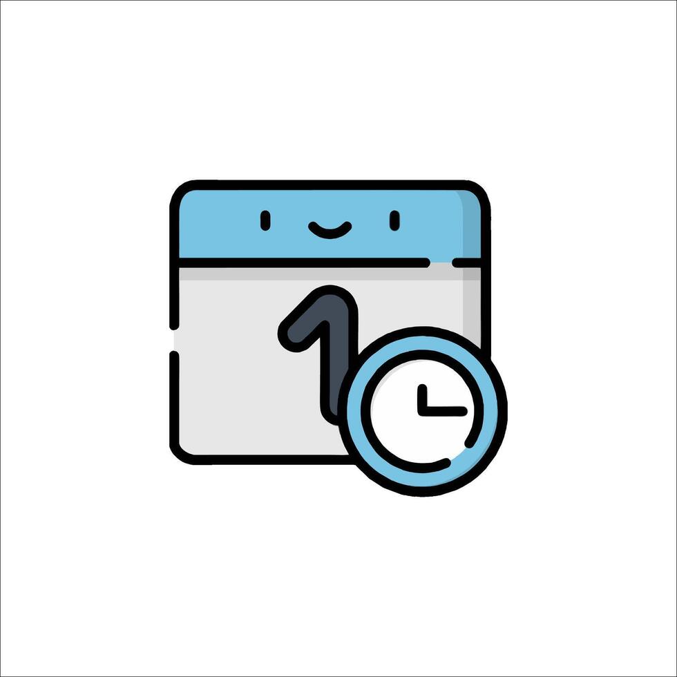 Calendar icon with clock and calendar vector