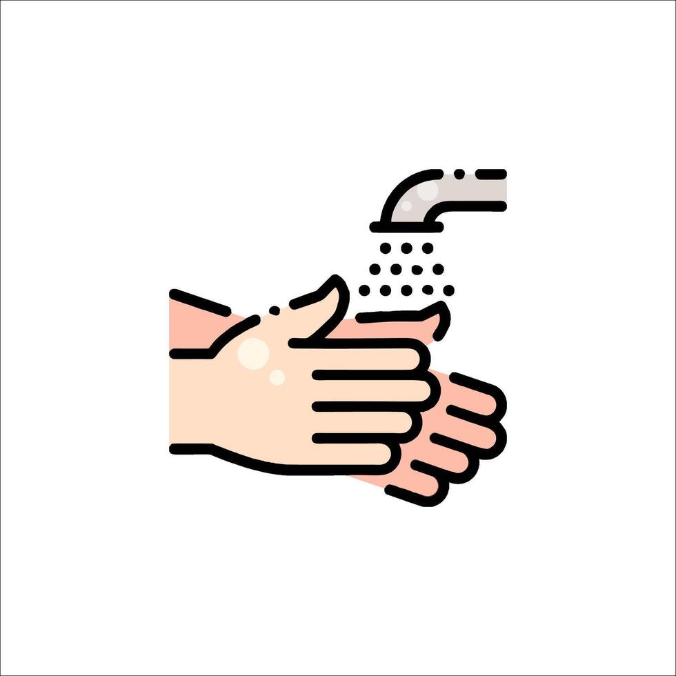 Hand washing with soap and water icon illustration vector