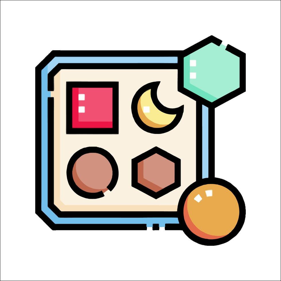 A square box with various shapes and colors vector
