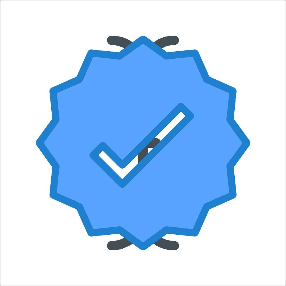 A blue badge with a tick mark on it vector