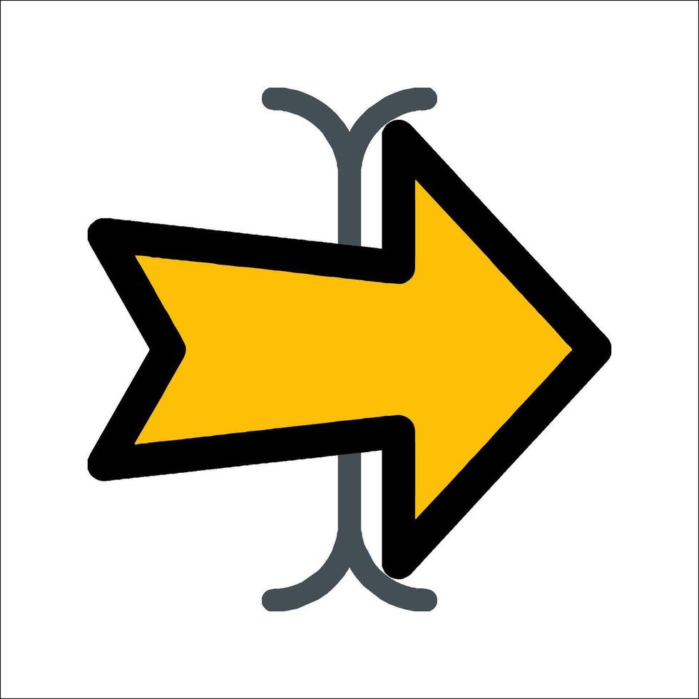 A yellow arrow pointing in the opposite direction vector