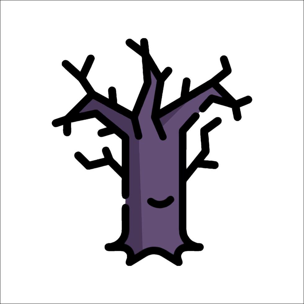 A cartoon tree with a purple face vector