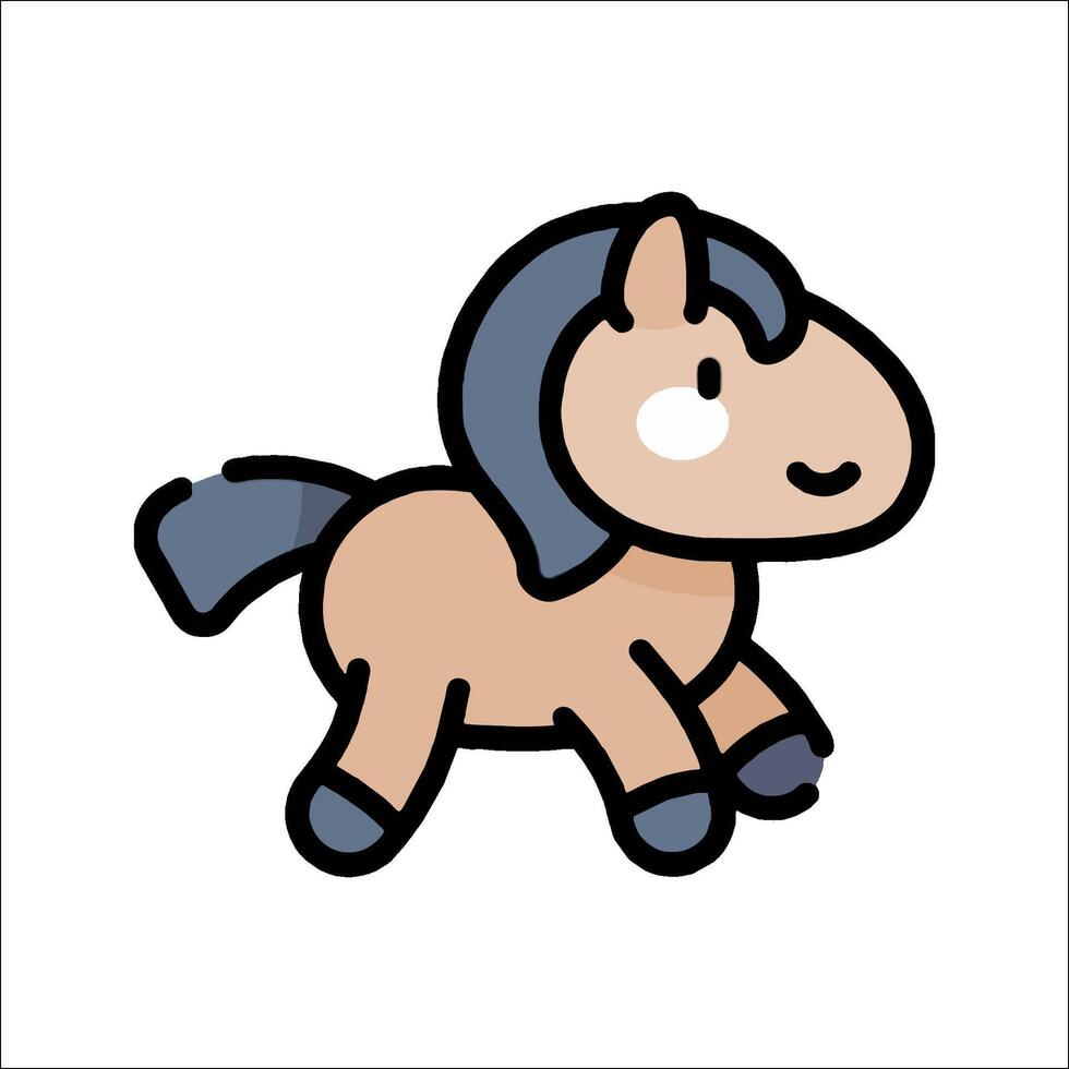 A cartoon horse with a black mane and blue eyes vector
