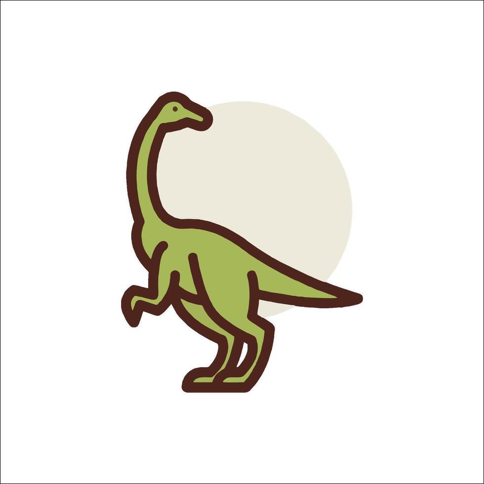 A dinosaur icon with a long neck and long tail vector