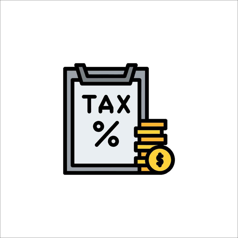 Tax icon with coins and paper vector