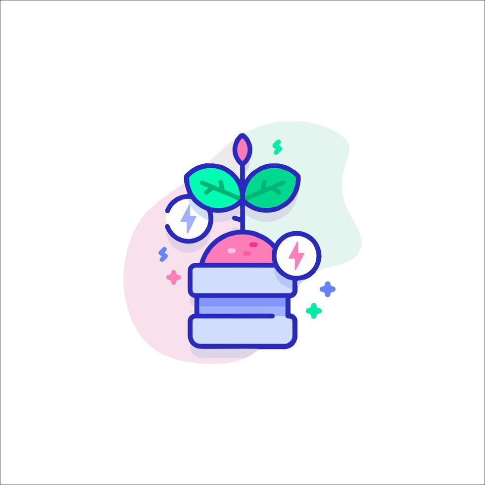 A plant growing out of a stack of books vector