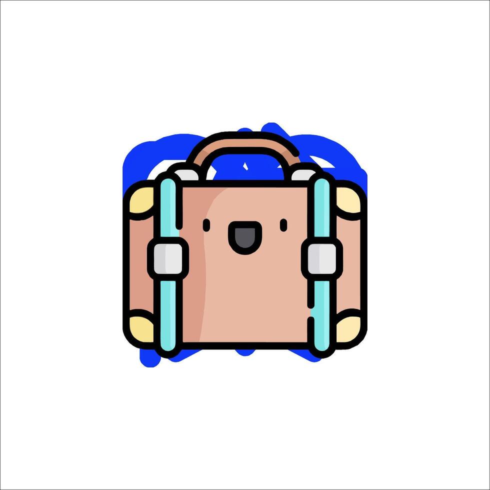 A suitcase icon with a blue background vector