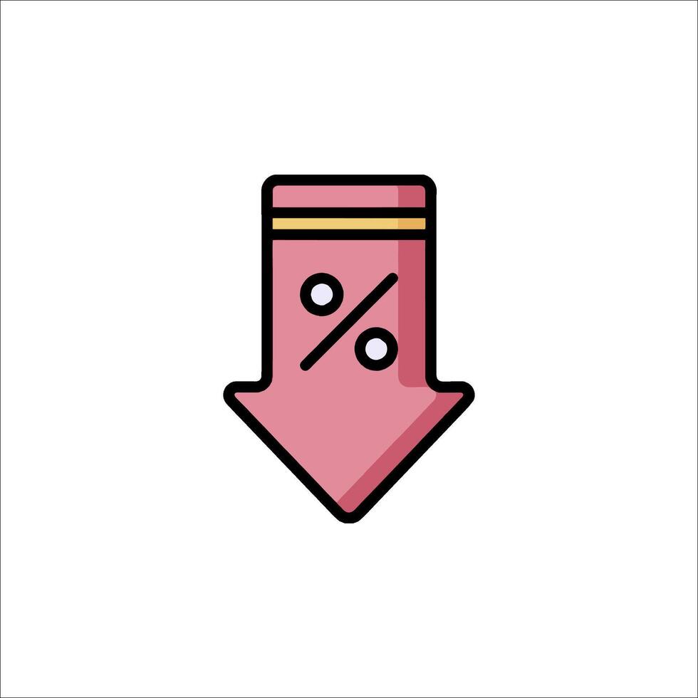 A pink arrow with a percentage sign on it vector