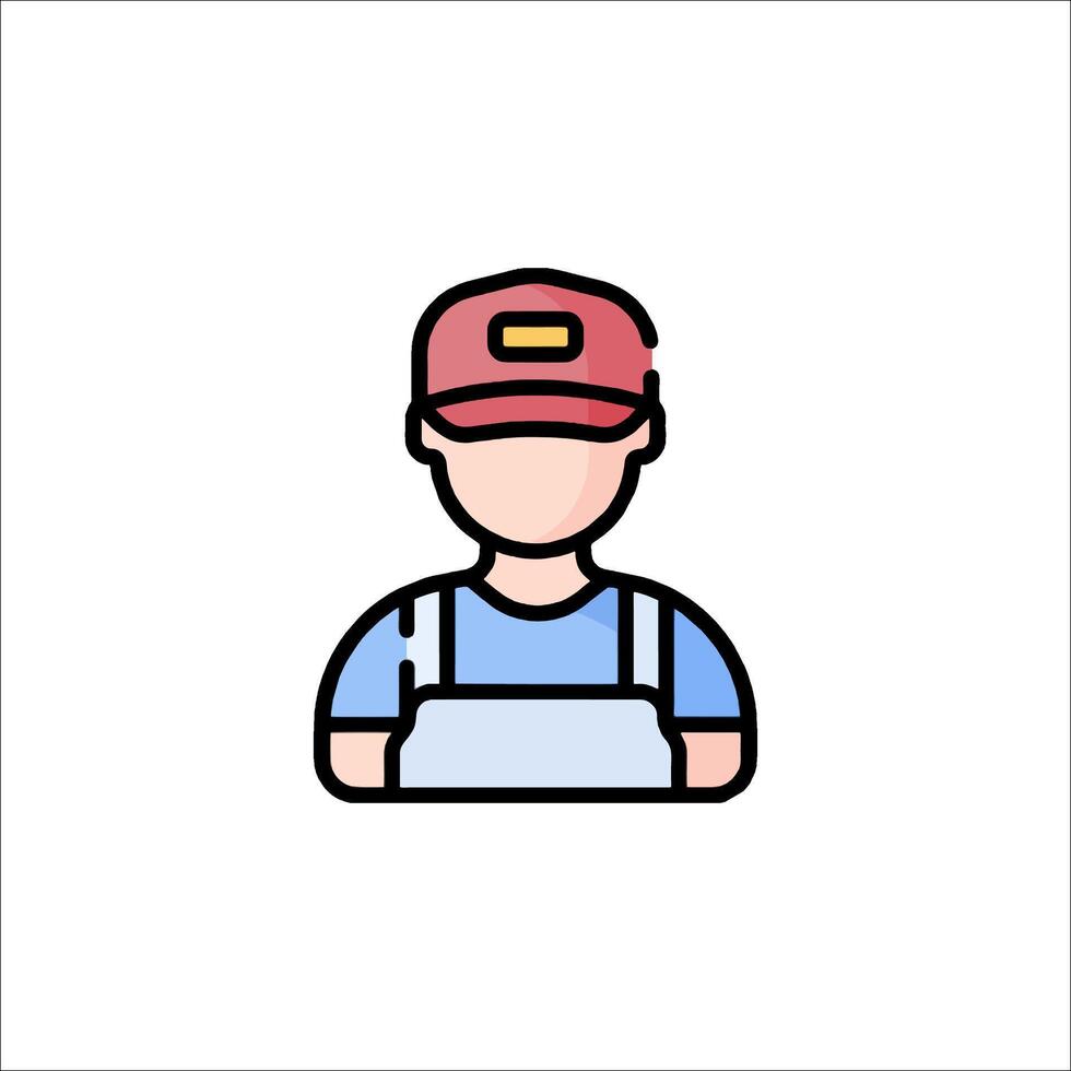 A man in a hat and overalls icon vector