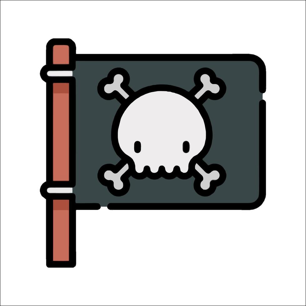 A skull and crossbones flag with a wooden pole vector