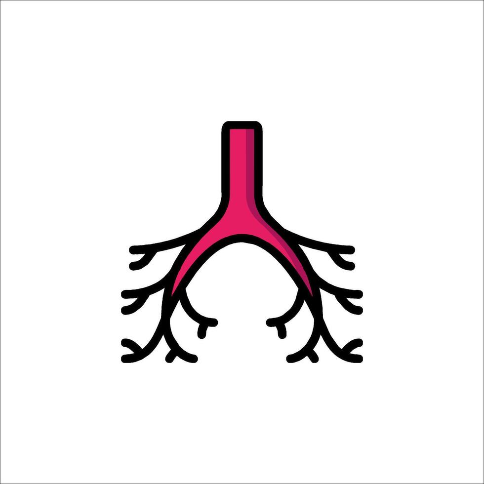The human lung is shown in a flat design vector