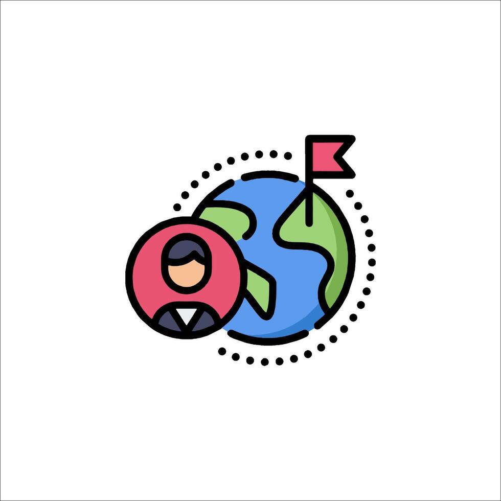 A person with a globe and a flag vector