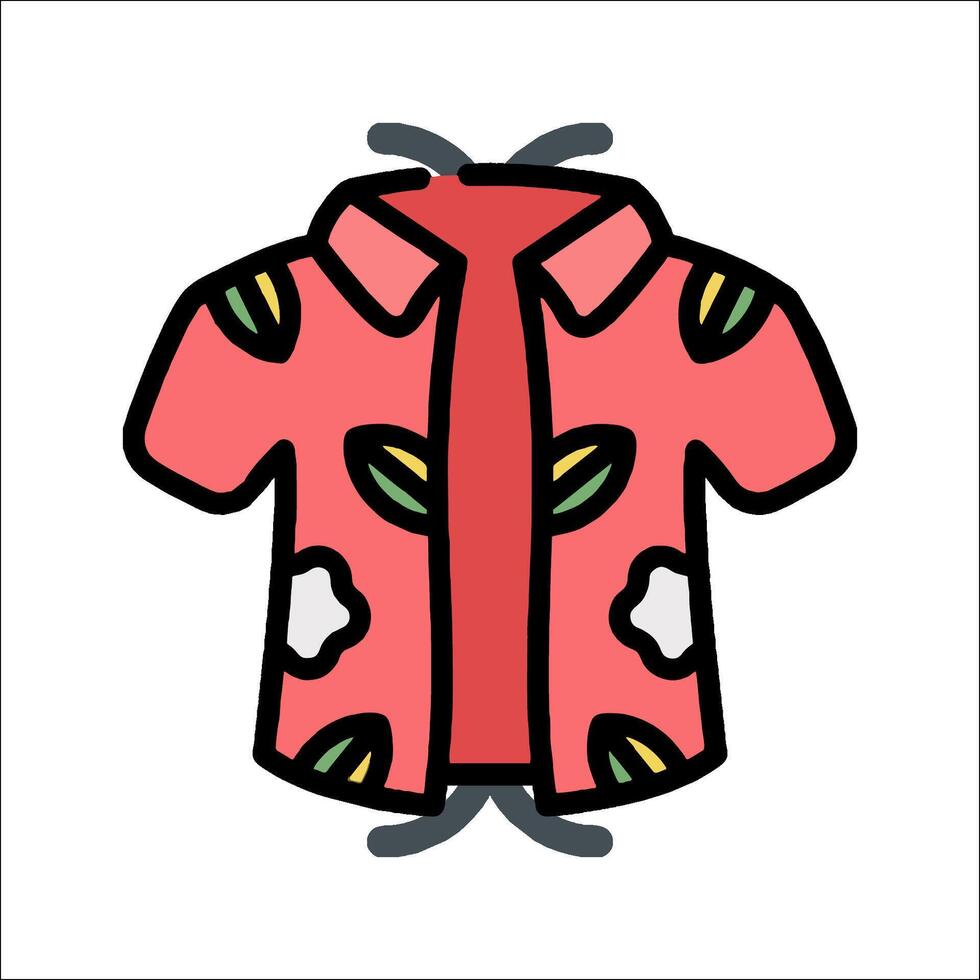 A red shirt with flowers on it vector