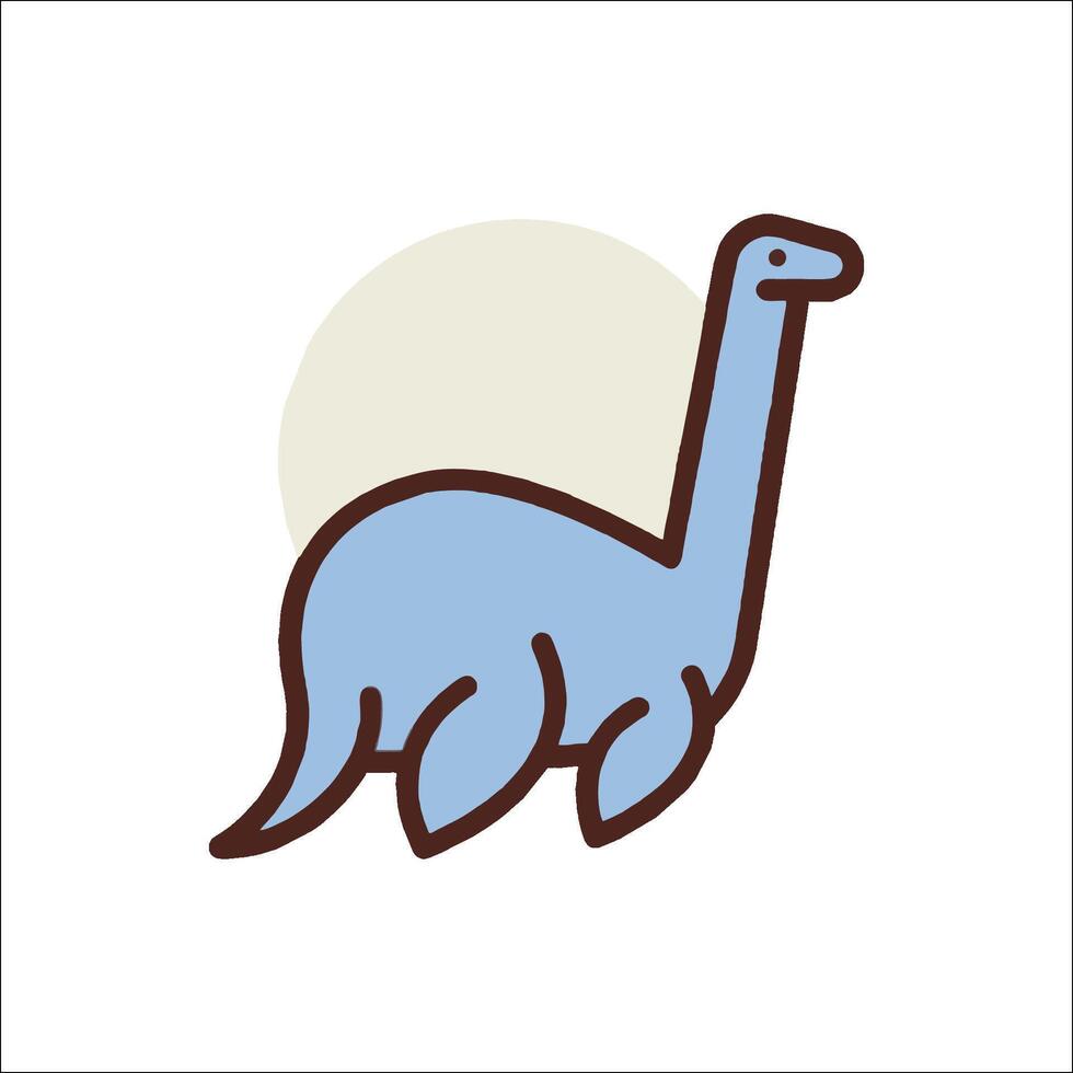 A dinosaur icon with a long neck and a long tail vector