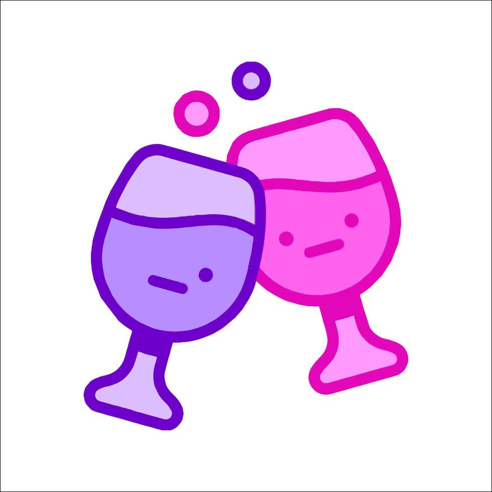 Two wine glasses with bubbles and a heart vector
