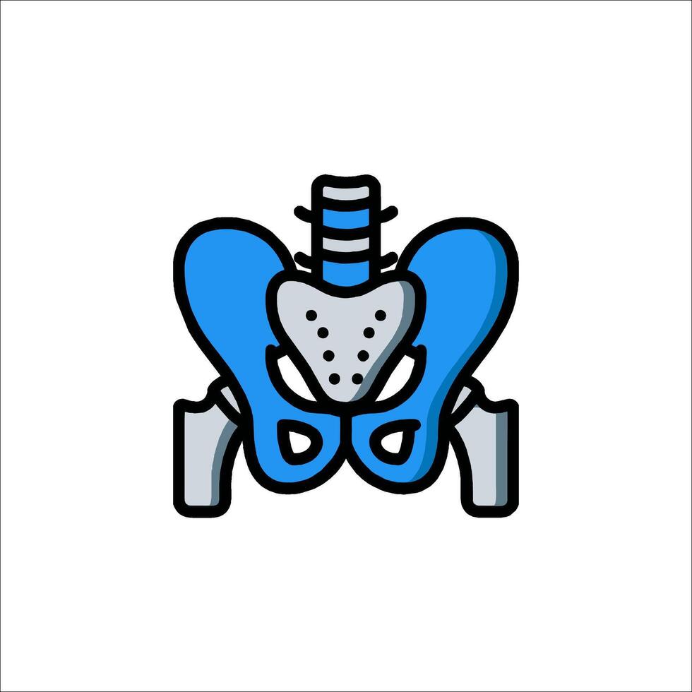 A blue and gray illustration of a hip bone vector