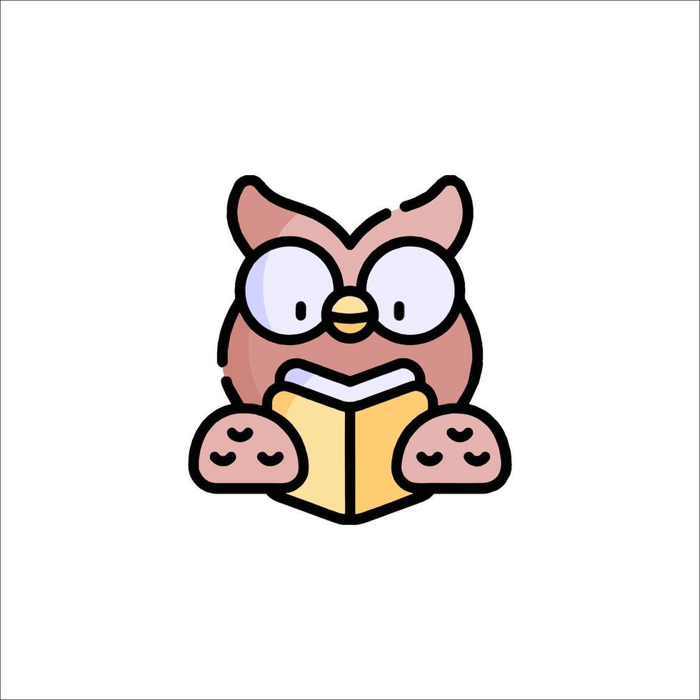 Owl reading book icon illustration vector