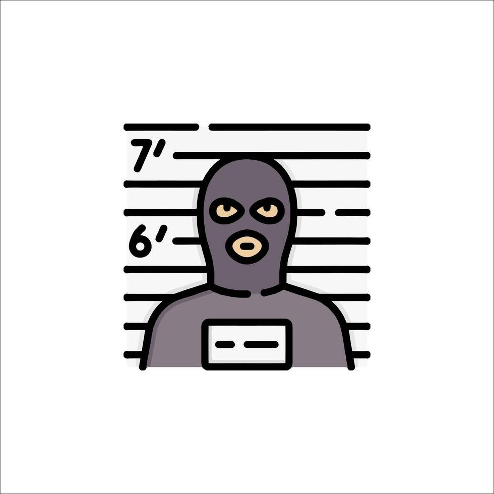 A man in a mask is shown in a mug shot vector
