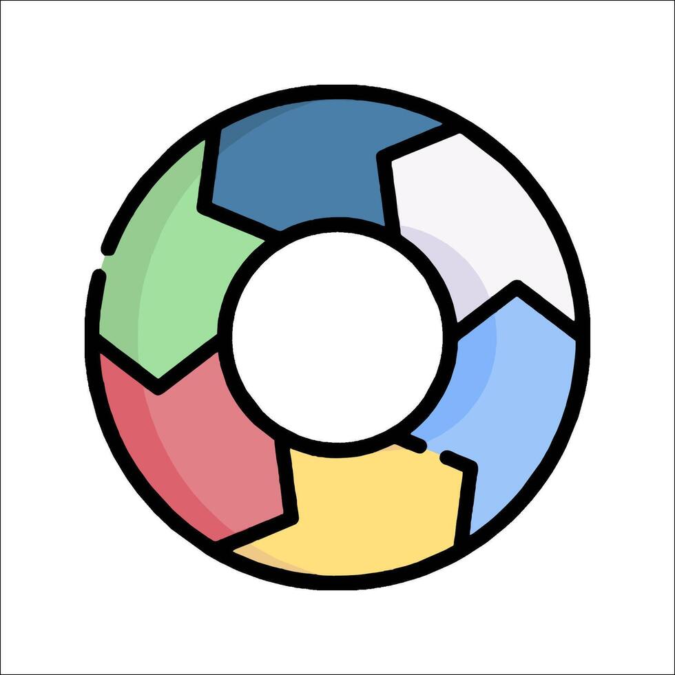 A colorful circular icon with arrows inside vector