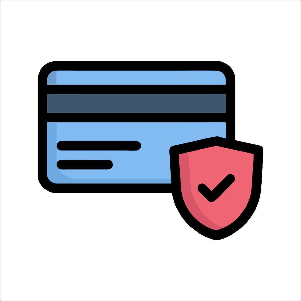 Credit card icon with shield and check mark vector