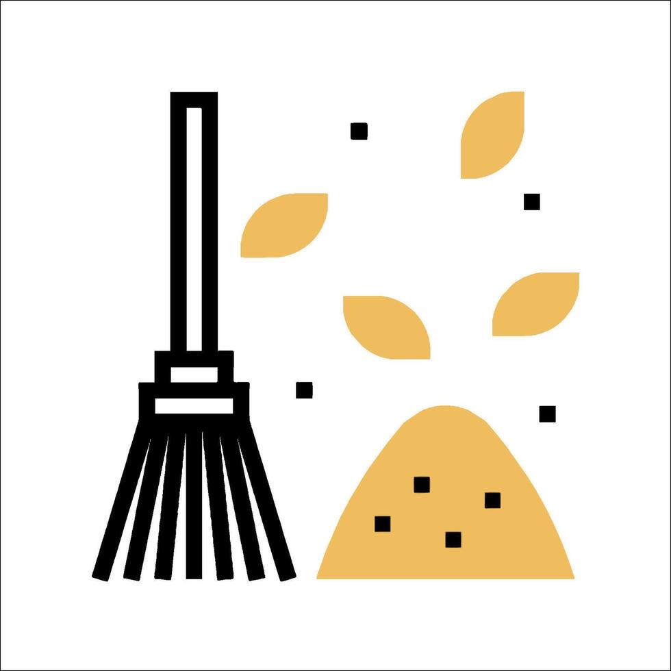 A broom and dust pan icon on a white background vector