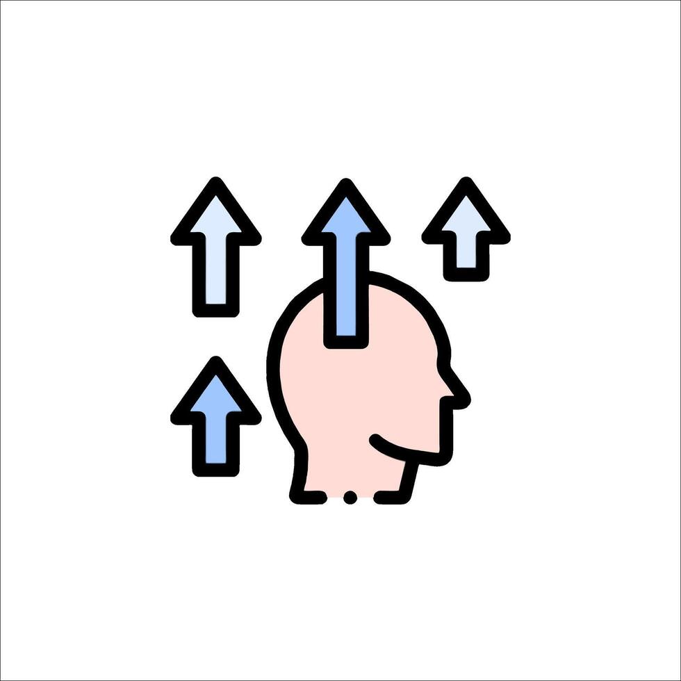 An icon of a person's head with arrows coming out of it vector