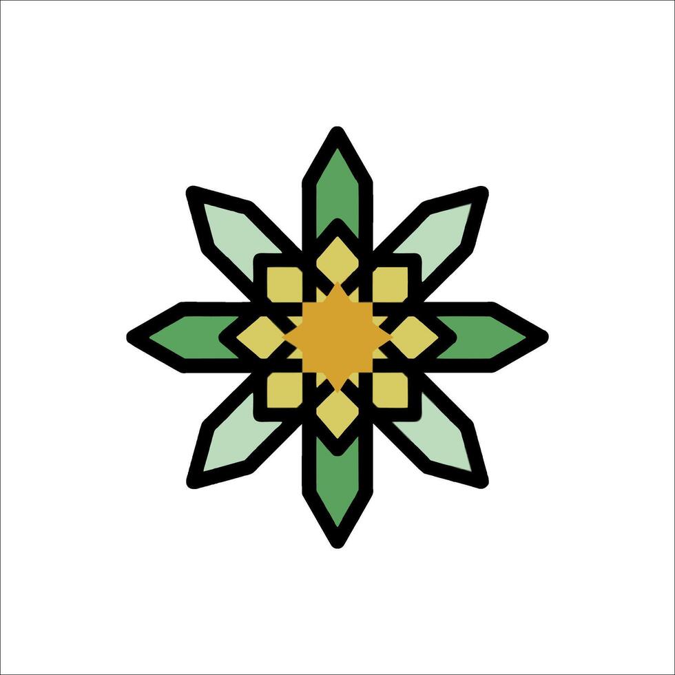 A green and yellow flower with a star in the center vector