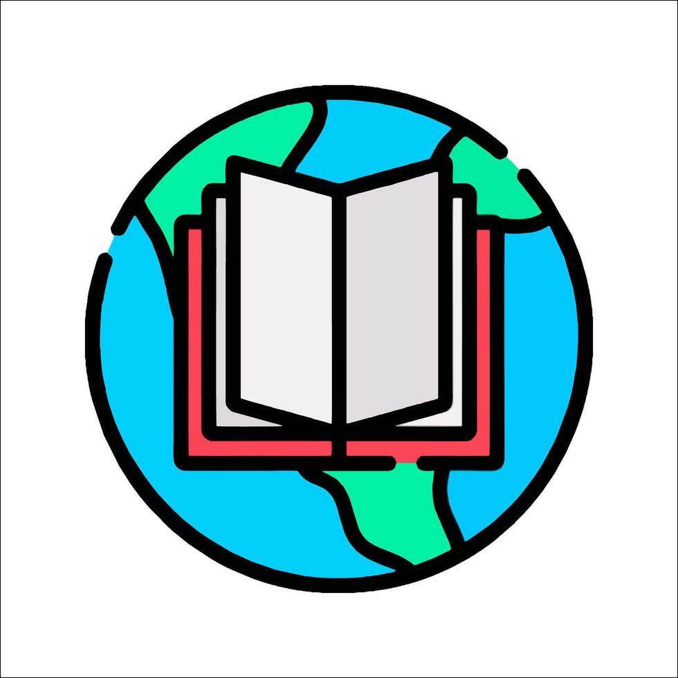 An open book with the earth in the background vector