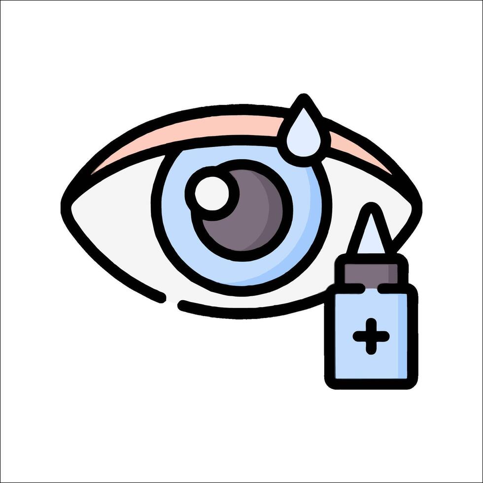 Eye with tear and dropper icon illustration vector