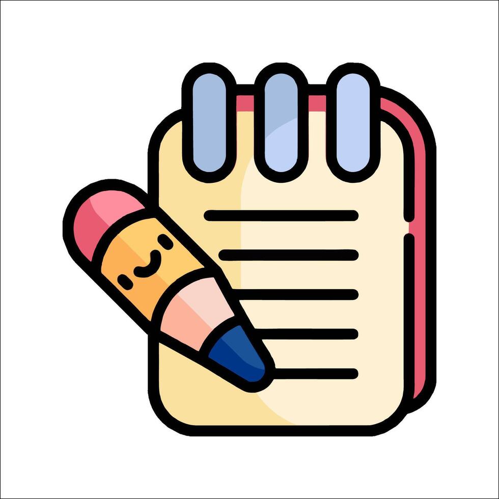 A notebook with a pencil and a pen icon vector
