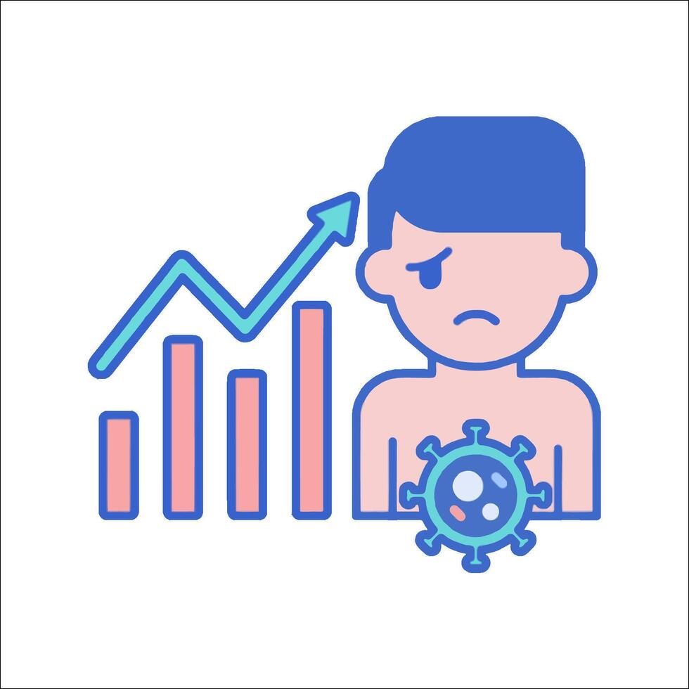 A man with a virus and a graph on his face vector