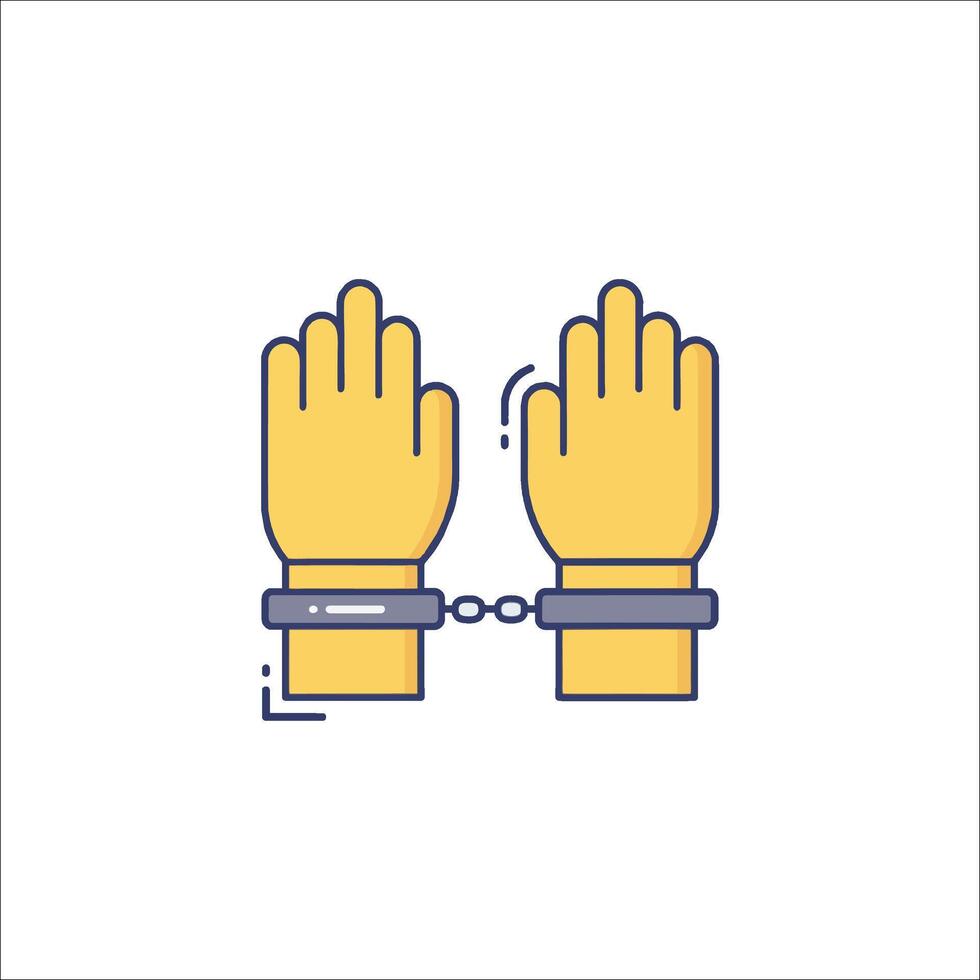 Two hands in handcuffs with a chain vector