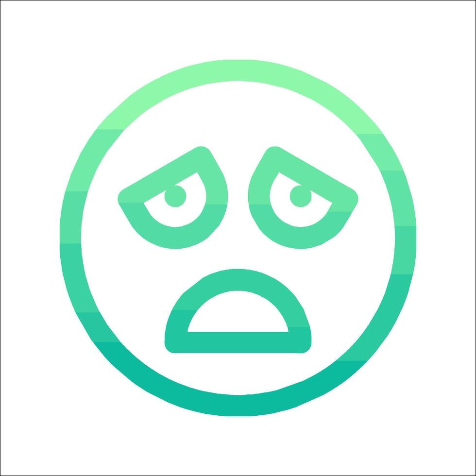 A green and blue icon of an angry face vector