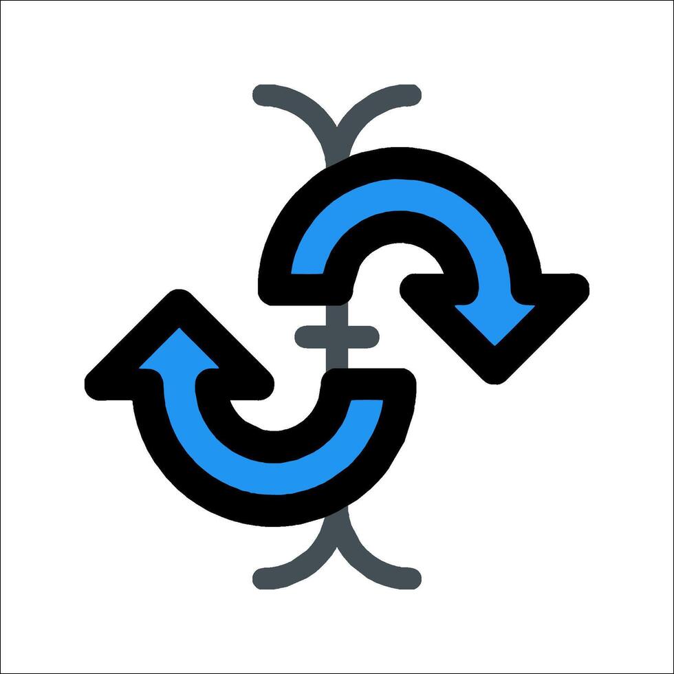 A blue and black arrow pointing to each other vector