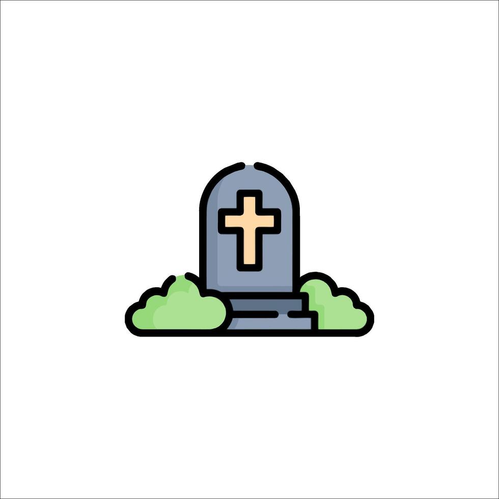 A cemetery with a cross on top of it vector