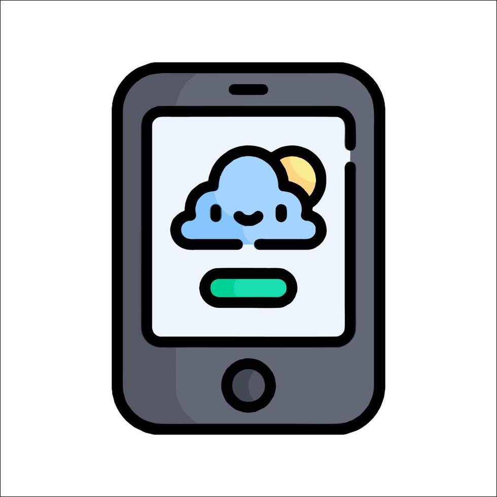 A smartphone with a cloud and sun on it vector