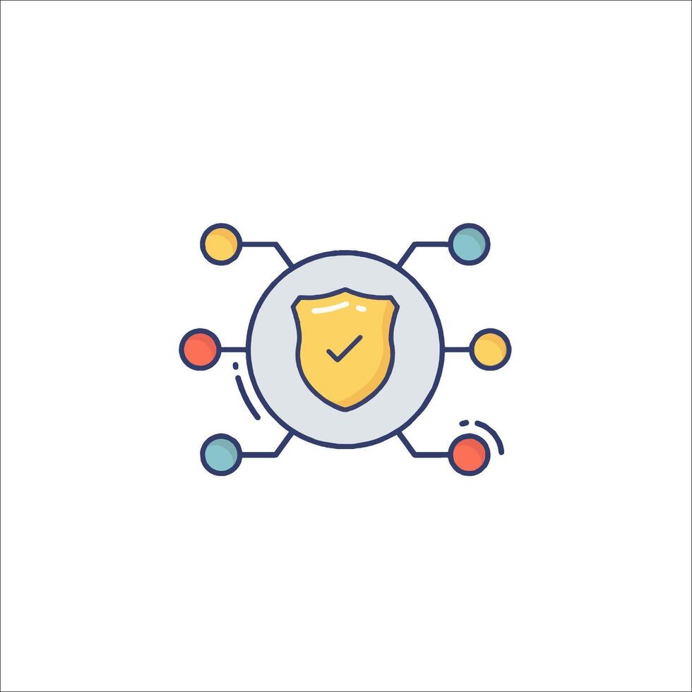 A shield with a circle around it and a circle around it vector