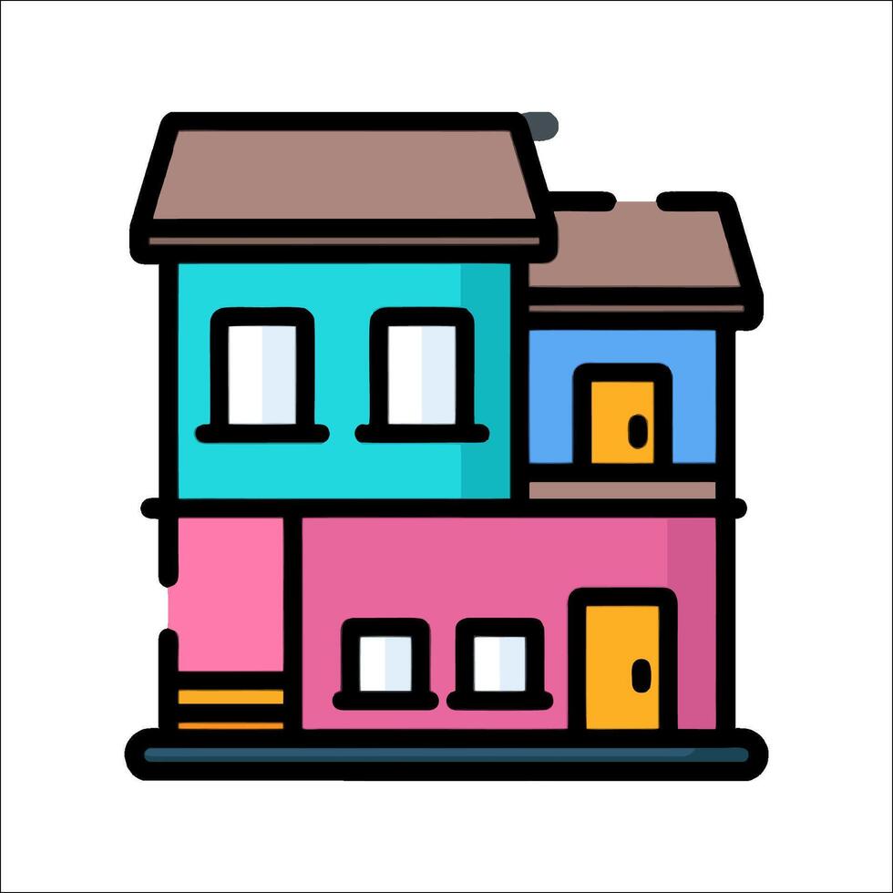 A cartoon house with two stories on a white background vector
