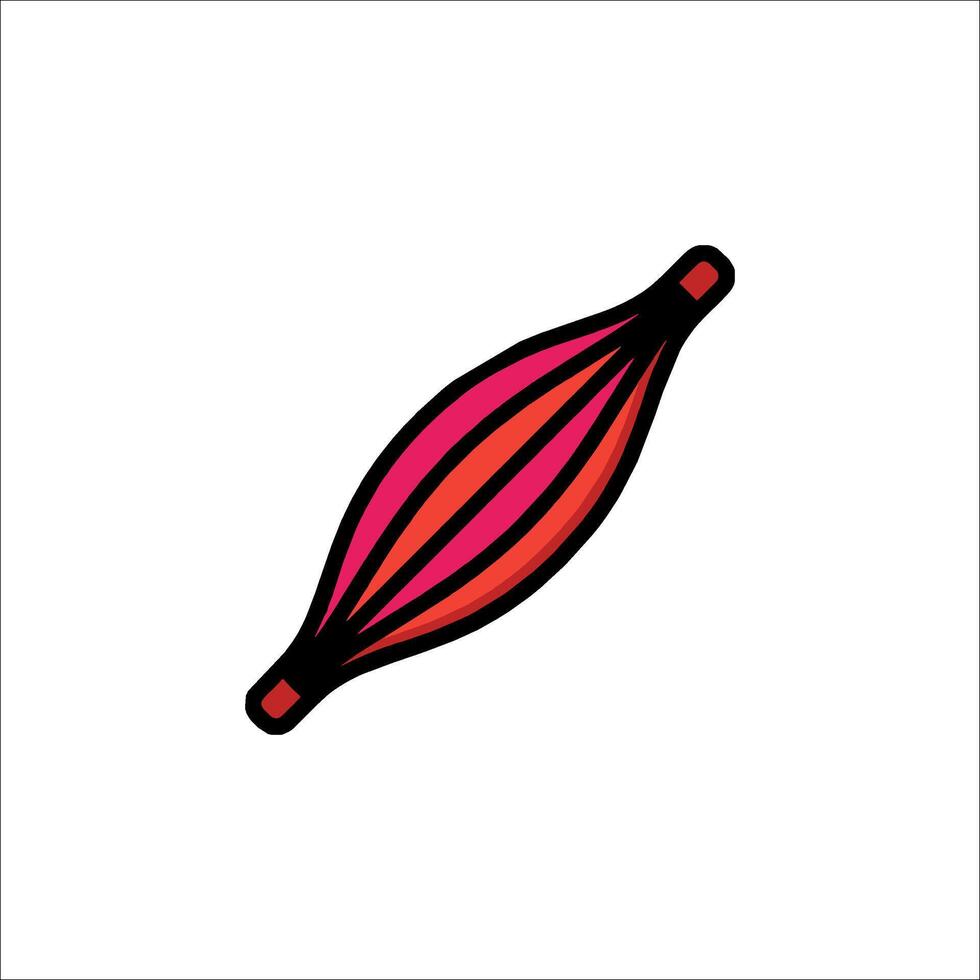 A red and pink striped fish icon vector
