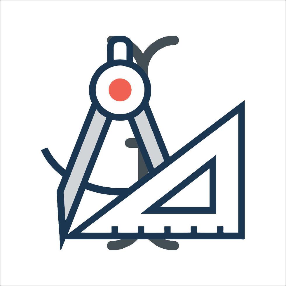 A compass and ruler icon vector