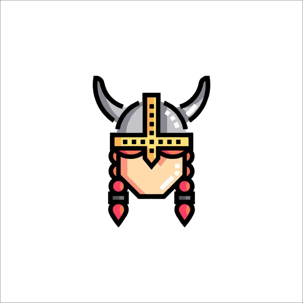 A viking helmet icon with horns and a red nose vector