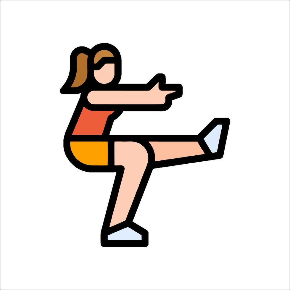 A woman doing a kick with her foot on the ground vector