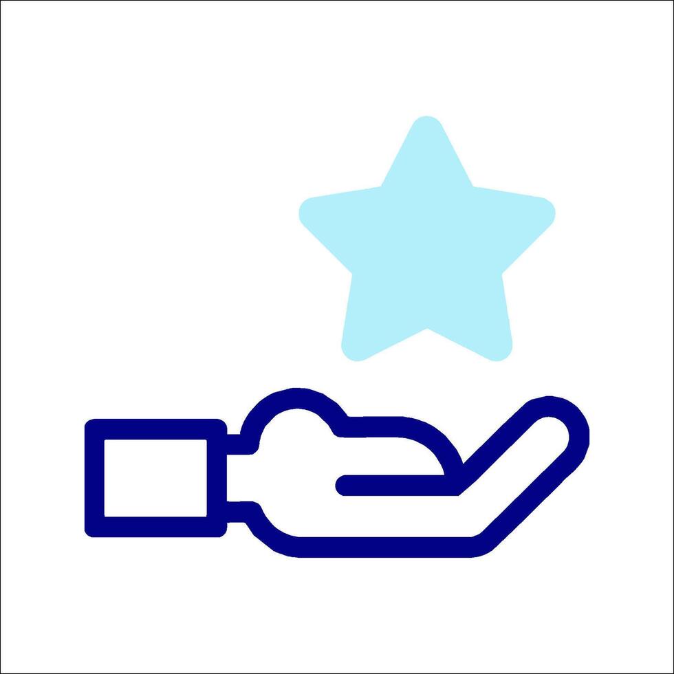 A hand holding a star icon vector