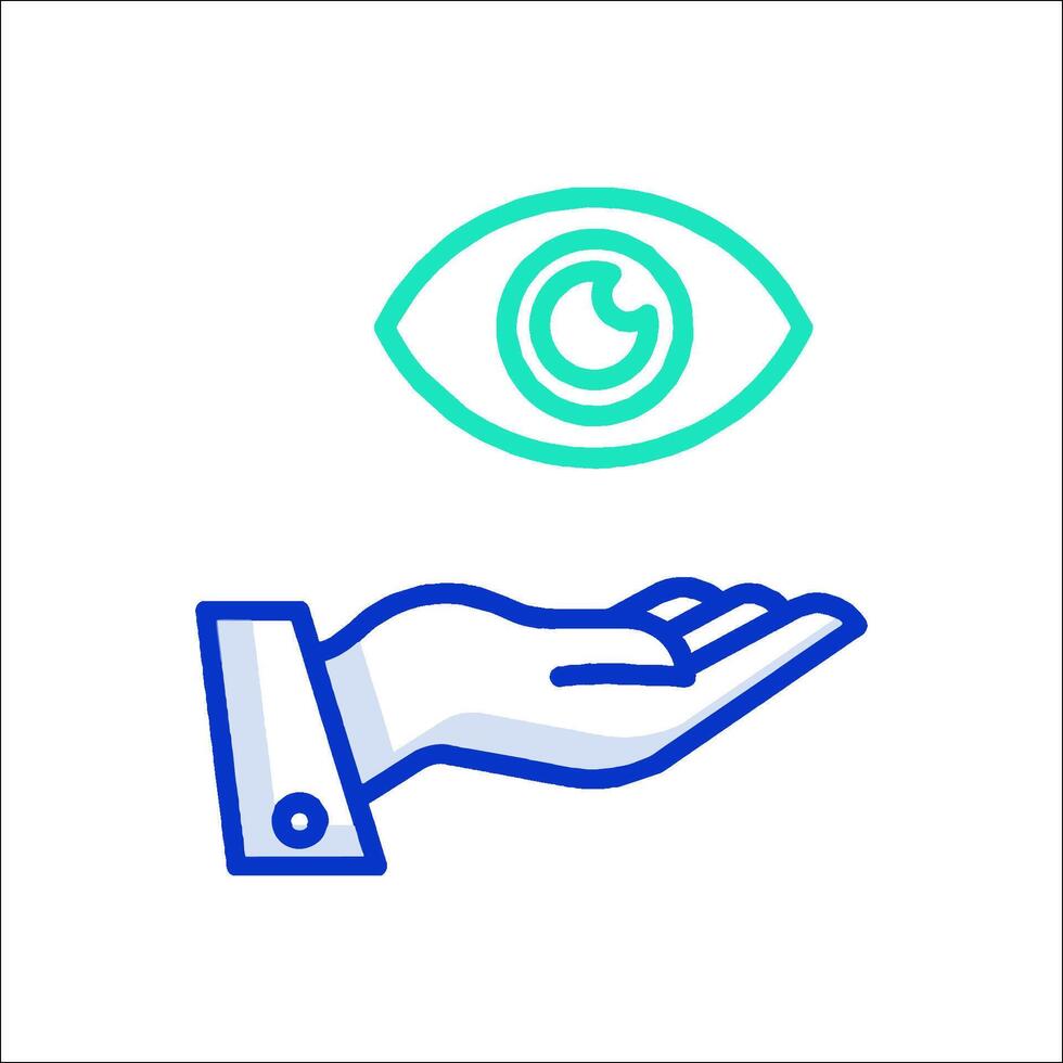 A hand holding an eye icon vector