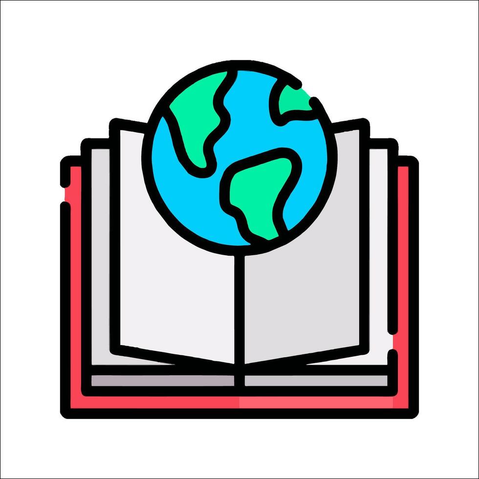 An open book with a globe inside it vector