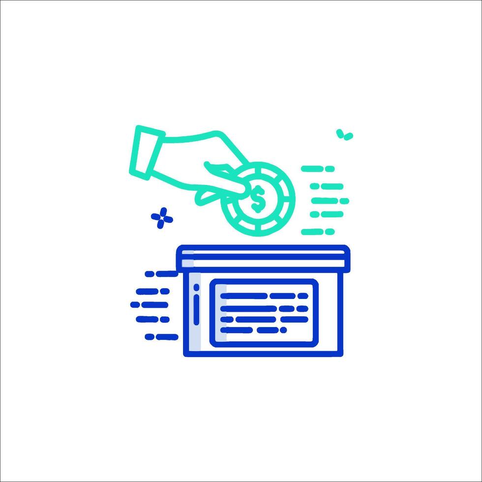 A hand putting money into a box vector