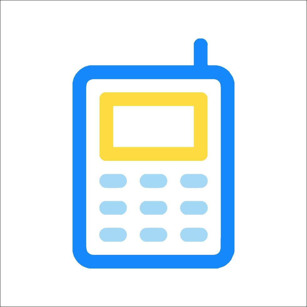 A blue and yellow phone icon on a white background vector