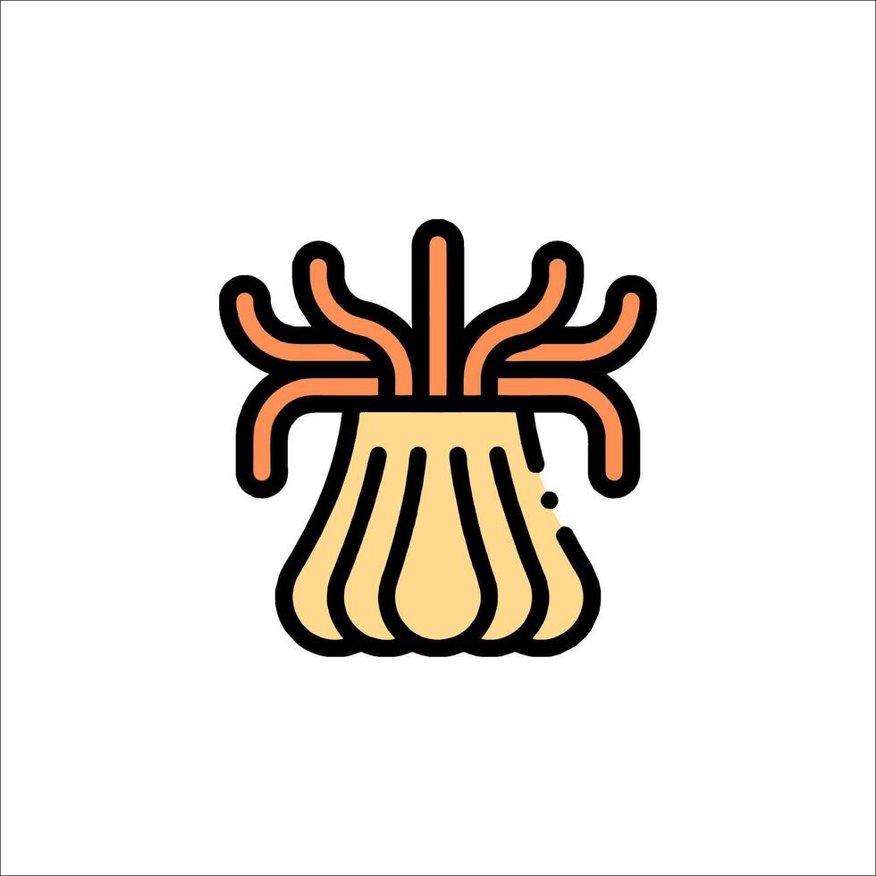 A cartoon illustration of a squid with tentacles vector