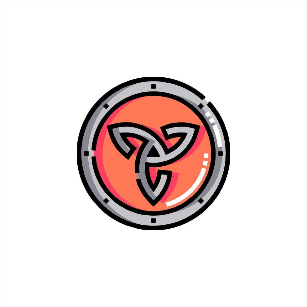 A red and orange logo with a black and white design vector
